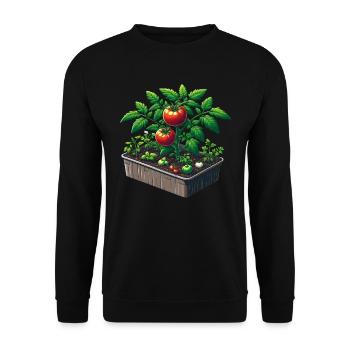 Tomato plant in pot - Unisex Sweatshirt - black - Front - Alina (178cm) & Michal (187cm)