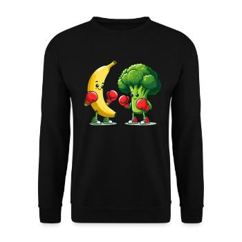 Match de boxe banane vs brocoli - Sweat-shirt Unisexe - noir - Devant - Alina (178cm) & Michal (187cm)
