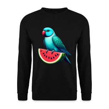 Indian Ring Neck Parrot Watermelon - Unisex Sweatshirt - black - Front - Alina (178cm) & Michal (187cm)
