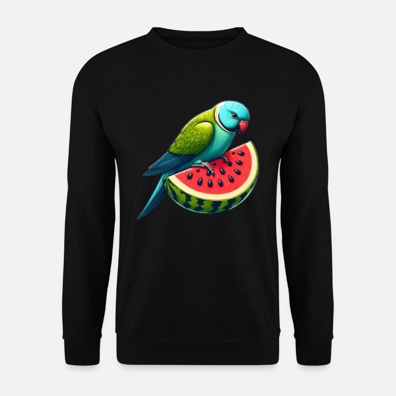 Indian Ring Neck Parrot Watermelon - Unisex Sweatshirt - black