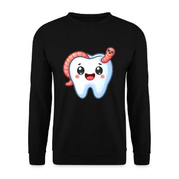 Funny tooth with worm - Unisex Sweatshirt - black - Front - Alina (178cm) & Michal (187cm)