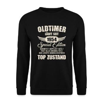 70th Birthday 70 Years Classic Car Gift 1954 - Unisex Sweatshirt - black - Front - Alina (178cm) & Michal (187cm)