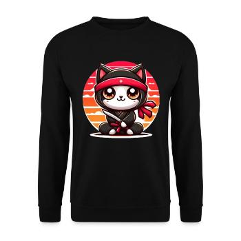 Ninja Cat - Unisex Sweatshirt - black - Front - Alina (178cm) & Michal (187cm)