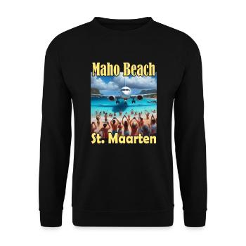 Maho Beach St. Maarten - Unisex Pullover - Schwarz - Vorne - Alina (178cm) & Michal (187cm)