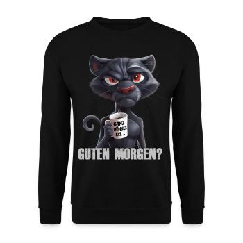 Guten Morgen dünnes Eis schwarze Katze - Unisex Pullover - Schwarz - Vorne - Alina (178cm) & Michal (187cm)