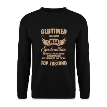80th Birthday 80 Years Classic Car Gift 1944 - Unisex Sweatshirt - black - Front - Alina (178cm) & Michal (187cm)