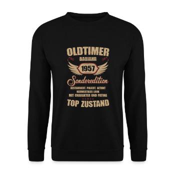 67e anniversaire 67 ans de voiture classique 1957 - Sweat-shirt Unisexe - noir - Devant - Alina (178cm) & Michal (187cm)