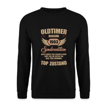 61st Birthday 61 Years Classic Car Gift 1963 - Unisex Sweatshirt - black - Front - Alina (178cm) & Michal (187cm)