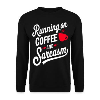 "Running on Coffee and Sarcasm"Retro Coffee Design - Unisex Sweatshirt - black - Front - Alina (178cm) & Michal (187cm)