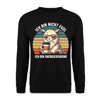 Ich Bin Nicht Faul Alpaka lamas Alpakabesitzer - Unisex Pullover - Schwarz - Vorne - Alina (178cm) & Michal (187cm)