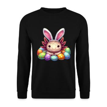 Axolotl de Pâques - Joyeuses Pâques - Sweat-shirt Unisexe - noir - Devant - Alina (178cm) & Michal (187cm)