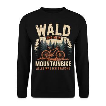 Mountainbike Downhill Berge Vintage Spruch - Unisex Pullover - Schwarz - Vorne - Alina (178cm) & Michal (187cm)
