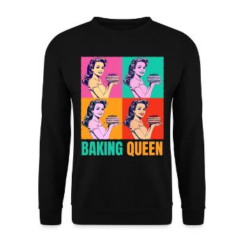 Baking Cake Baking Queen Baking Fairy Baker Pop Art - Unisex Sweatshirt - black - Front - Alina (178cm) & Michal (187cm)