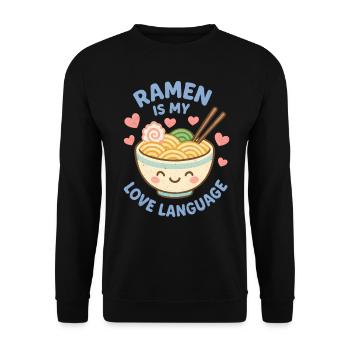 Ramen is my Love Language - Unisex Pullover - Schwarz - Vorne - Alina (178cm) & Michal (187cm)