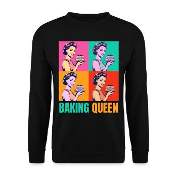 Baking Cake Baking Queen Baking Fairy Baker Pop Art - Unisex Sweatshirt - black - Front - Alina (178cm) & Michal (187cm)