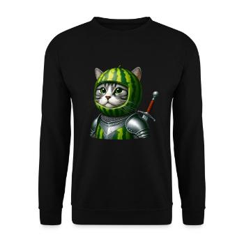 Watermelon Cat Knight - Unisex Sweatshirt - black - Front - Alina (178cm) & Michal (187cm)