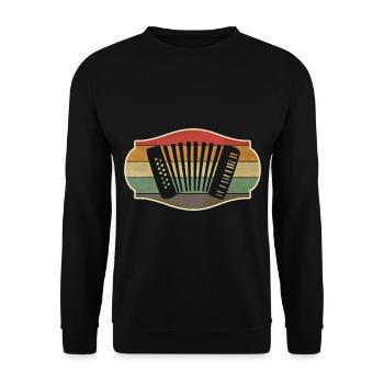 Retro Ziehharmonika Handharmonika Schifferklavier - Unisex Pullover - Schwarz - Vorne - Alina (178cm) & Michal (187cm)