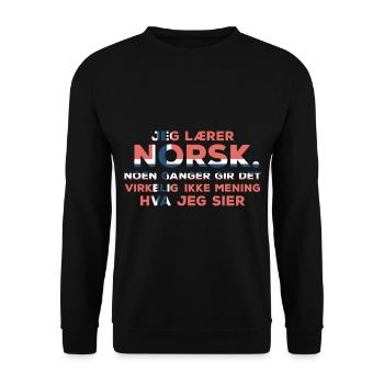 Learn Norwegian - Unisex Sweatshirt - black - Front - Alina (178cm) & Michal (187cm)