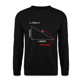 Finde X I Mathe Humor Spaß Geometrie Nerd - Unisex Pullover - Schwarz - Vorne - Alina (178cm) & Michal (187cm)