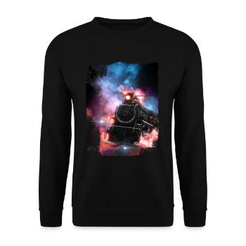 Steam Locomotive Railroad Locomotive Train Train - Unisex Sweatshirt - black - Front - Alina (178cm) & Michal (187cm)