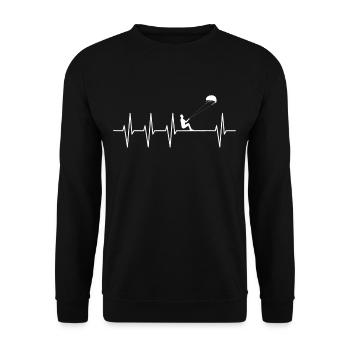 Stunt kite heartbeat EKG pulse Funny gift - Unisex Sweatshirt - black - Front - Alina (178cm) & Michal (187cm)