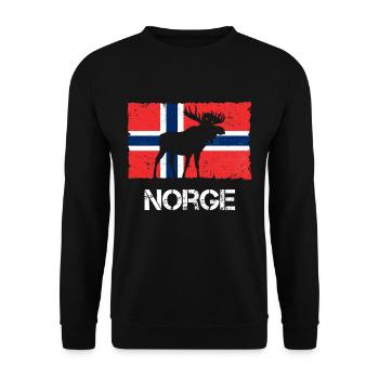 Norwegische Flagge Elch Norwegen Norge - Unisex Pullover - Schwarz - Vorne - Alina (178cm) & Michal (187cm)