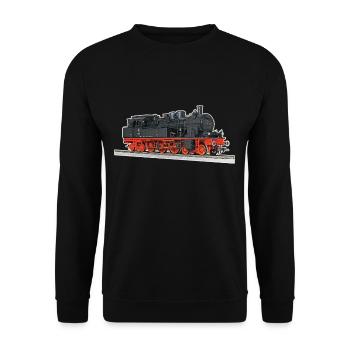Steam locomotive train I railway locomotive realistic - Unisex Sweatshirt - black - Front - Alina (178cm) & Michal (187cm)