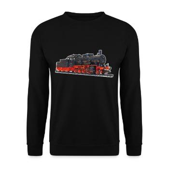 Steam locomotive train I railway locomotive realistic - Unisex Sweatshirt - black - Front - Alina (178cm) & Michal (187cm)