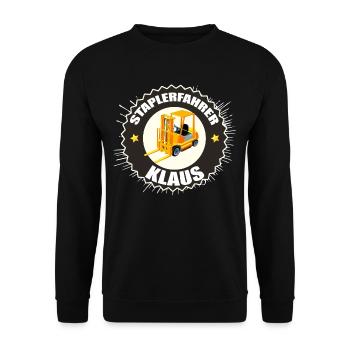 Conducteur de chariot élévateur Klaus travail de chariot élévateur travail - Sweat-shirt Unisexe - noir - Devant - Alina (178cm) & Michal (187cm)