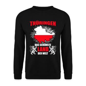 Thüringen Schönstes Land Der Welt Lustiger Spruch - Unisex Pullover - Schwarz - Vorne - Alina (178cm) & Michal (187cm)