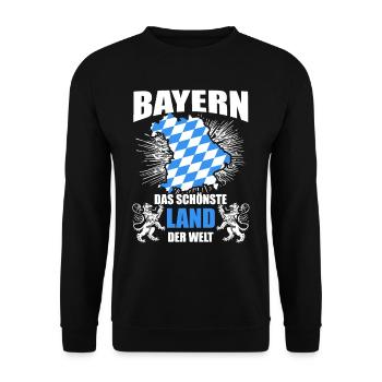 Bayern - Schönstes Land der Welt I Lustiger Spruch - Unisex Pullover - Schwarz - Vorne - Alina (178cm) & Michal (187cm)