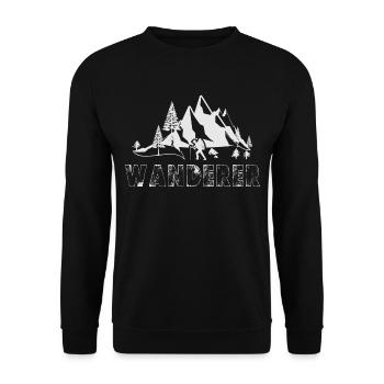 Wanderer- Wander Shirt zum Wandern - Unisex Pullover - Schwarz - Vorne - Alina (178cm) & Michal (187cm)