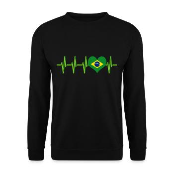 Brazil flag pulse heartbeat heart EKG country - Unisex Sweatshirt - black - Front - Alina (178cm) & Michal (187cm)