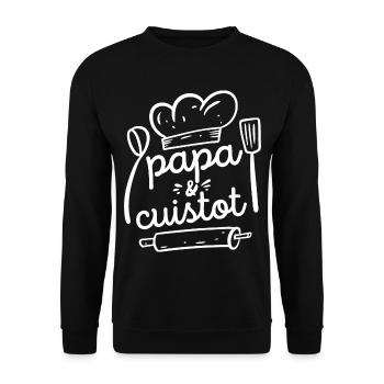 Papa et Cuistot Cadeau Papa Cuisine Barbecue - Sweat-shirt Unisexe - noir - Devant - Alina (178cm) & Michal (187cm)