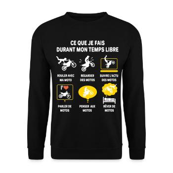 moto motard passion moto cadeau humour moto - Sweat-shirt Unisexe - noir - Devant - Alina (178cm) & Michal (187cm)