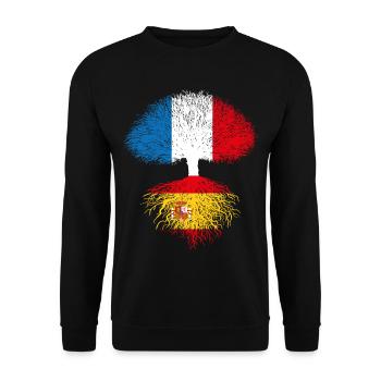 Arbre France Espagne Racines espagnoles drapeaux - Sweat-shirt Unisexe - noir - Devant - Alina (178cm) & Michal (187cm)