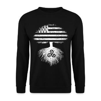 Arbre Drapeau Bretagne Gwenn ha Du Triskèle Breton - Sweat-shirt Unisexe - noir - Devant - Alina (178cm) & Michal (187cm)