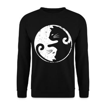 Cat Yin & Yang - Symbole Amoureux des chats - Sweat-shirt Unisexe - noir - Devant - Alina (178cm) & Michal (187cm)