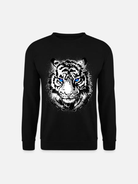 Tigerkopf - Weisser Tiger - Katze Wildkatze - Unisex Pullover - Schwarz