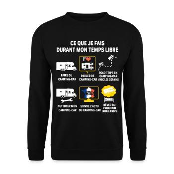 Camping car passion camping-car Humour cariste - Sweat-shirt Unisexe - noir - Devant - Alina (178cm) & Michal (187cm)