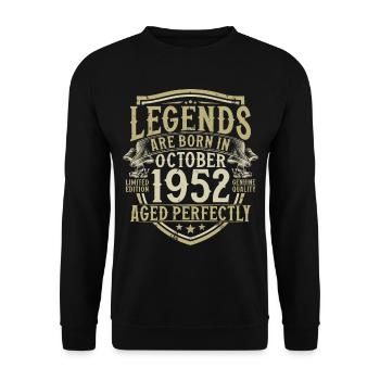 Octobre 1952 Vintage Vintage Rétro Anniversaire - Sweat-shirt Unisexe - noir - Devant - Alina (178cm) & Michal (187cm)
