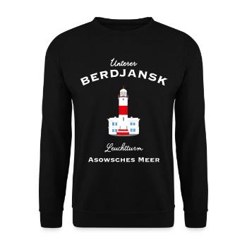 Asowsches Meer, Leuchtturm Berdjansk, Ukraine - Unisex Pullover - Schwarz - Vorne - Alina (178cm) & Michal (187cm)