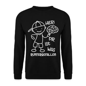 Hier! Dir ist was runtergefallen! Gehirn - Unisex Pullover - Schwarz - Vorne - Alina (178cm) & Michal (187cm)
