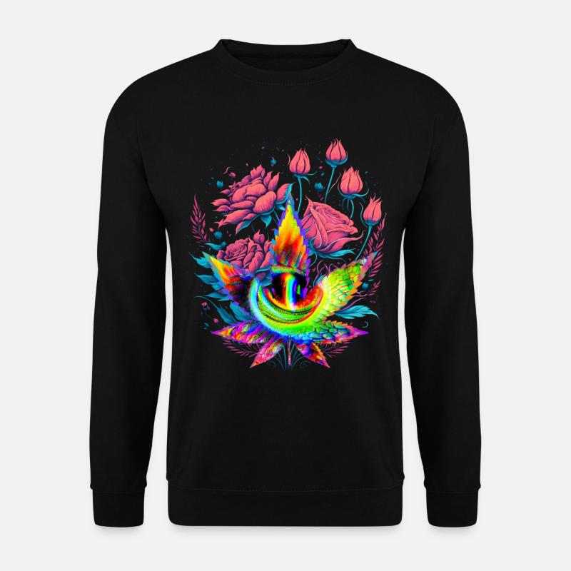 Psychedelic cannabis leaf with dragon eye - Unisex Sweatshirt - black