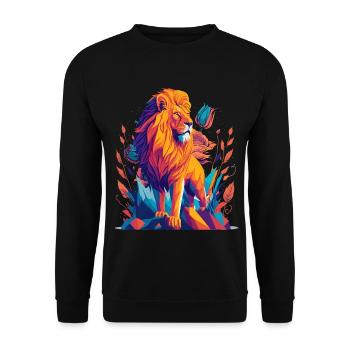 Majestic Lion Polygon - Unisex Sweatshirt - black - Front - Alina (178cm) & Michal (187cm)