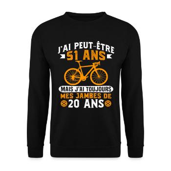 Anniversaire 51 ans pour un cycliste cadeau vélo - Sweat-shirt Unisexe - noir - Devant - Alina (178cm) & Michal (187cm)