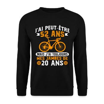 Anniversaire 52 ans pour un cycliste cadeau vélo - Sweat-shirt Unisexe - noir - Devant - Alina (178cm) & Michal (187cm)