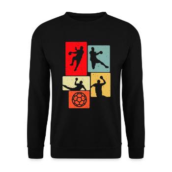 Handball Retro Handballer - Unisex Sweatshirt - black - Front - Alina (178cm) & Michal (187cm)
