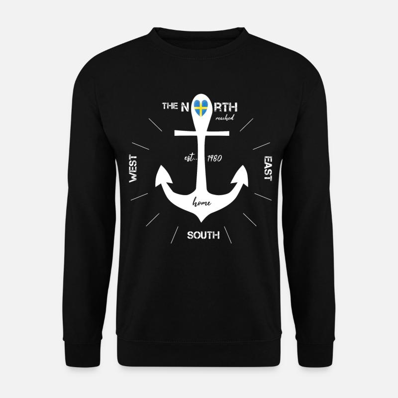 Anker Kompass Schweden Skandinavien - Unisex Pullover - Schwarz