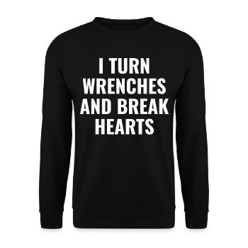 I Turn Wrenches And Break Hearts | Funny Mechanic - Unisex Sweatshirt - black - Front - Alina (178cm) & Michal (187cm)
